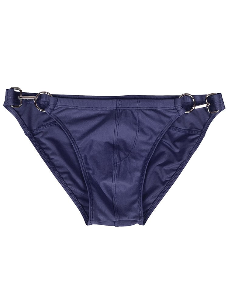 menaful Bikini Men's Solid Color Metal Buckle(Both Sides) Swim Bikini