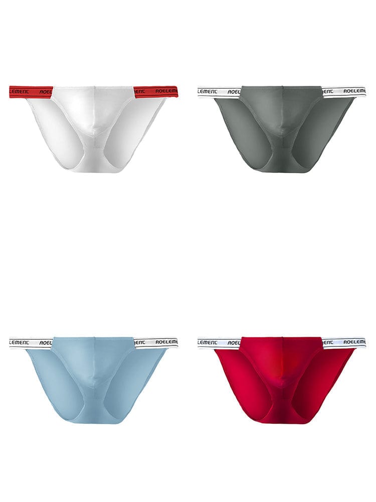 menaful Bikini White*Grey*Blue*Red / S 4 Pack Men’s Large Pouch Tight Stretchy Bikini