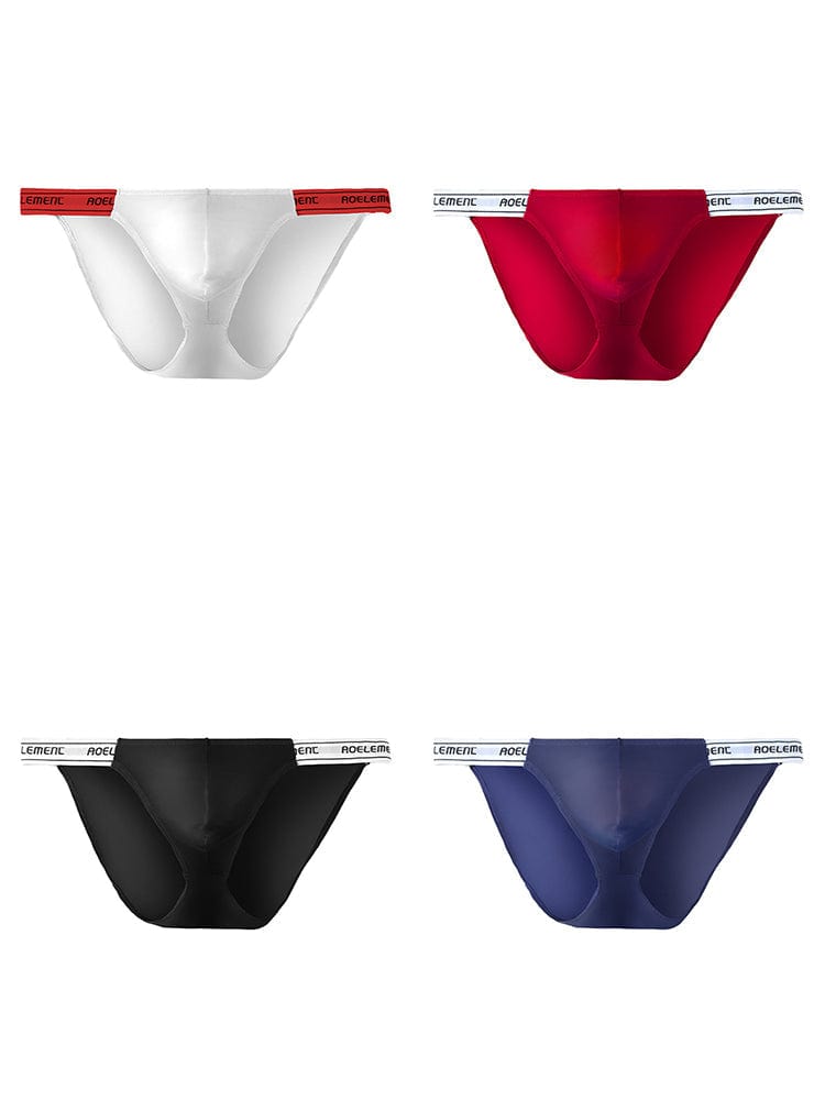 menaful Bikini White*Red*Black*Navy / S 4 Pack Men’s Large Pouch Tight Stretchy Bikini