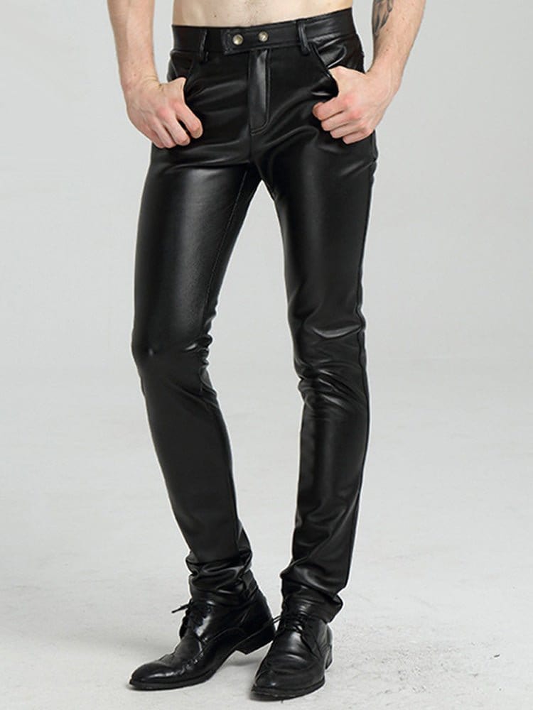 menaful Black / 28 Biker Straight Leg Trousers