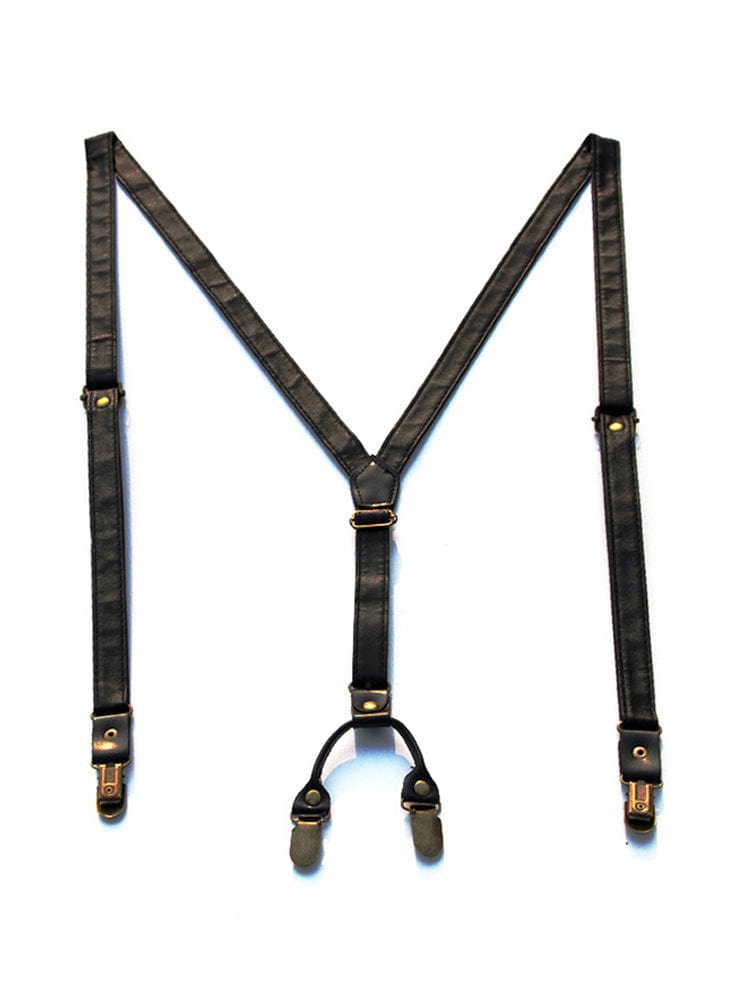 menaful Black / 4 clips Traditional Suit Suspender Clip Harness