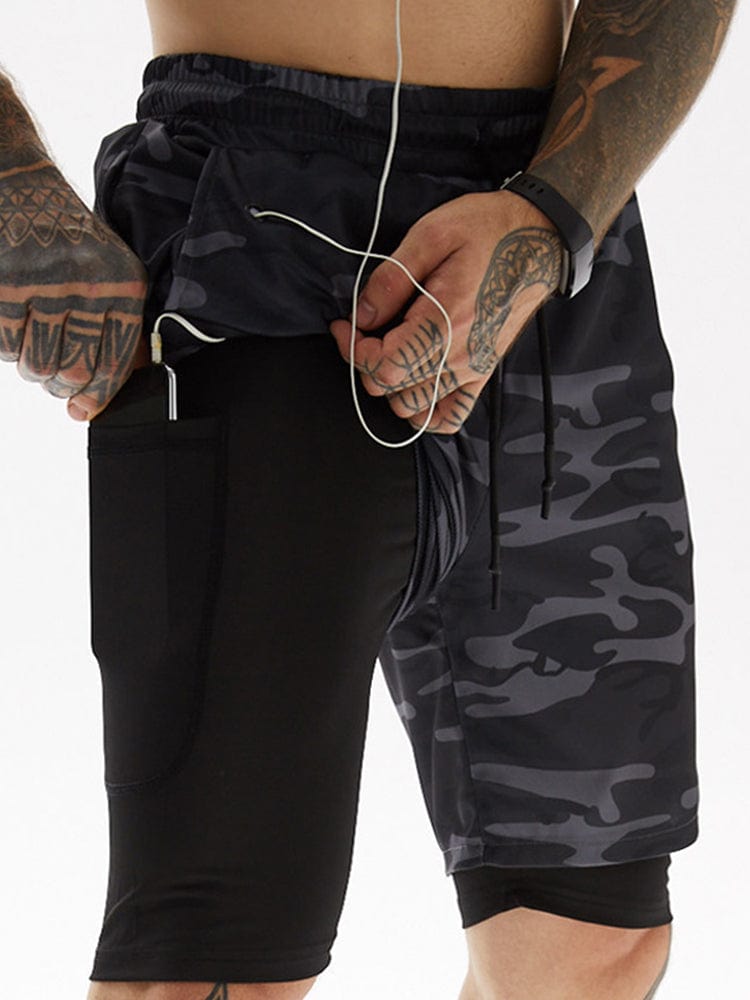 menaful Black Camouflage / M Trendy Quick-drying Casual Sports Shorts