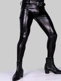 menaful Black / ES Skinny Motorcycle Men's PU Leather Pants