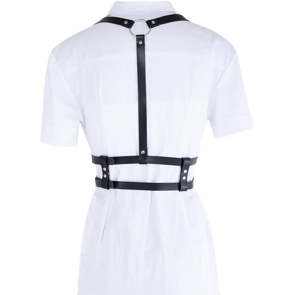 Menaful™ black Fashionable waist-cinching tied harness belt