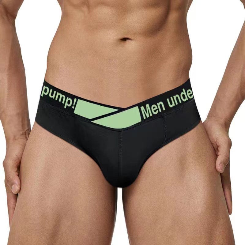 Menaful™ black+green / M Men's Low Rise V-Shaped Waistband Sexy briefs