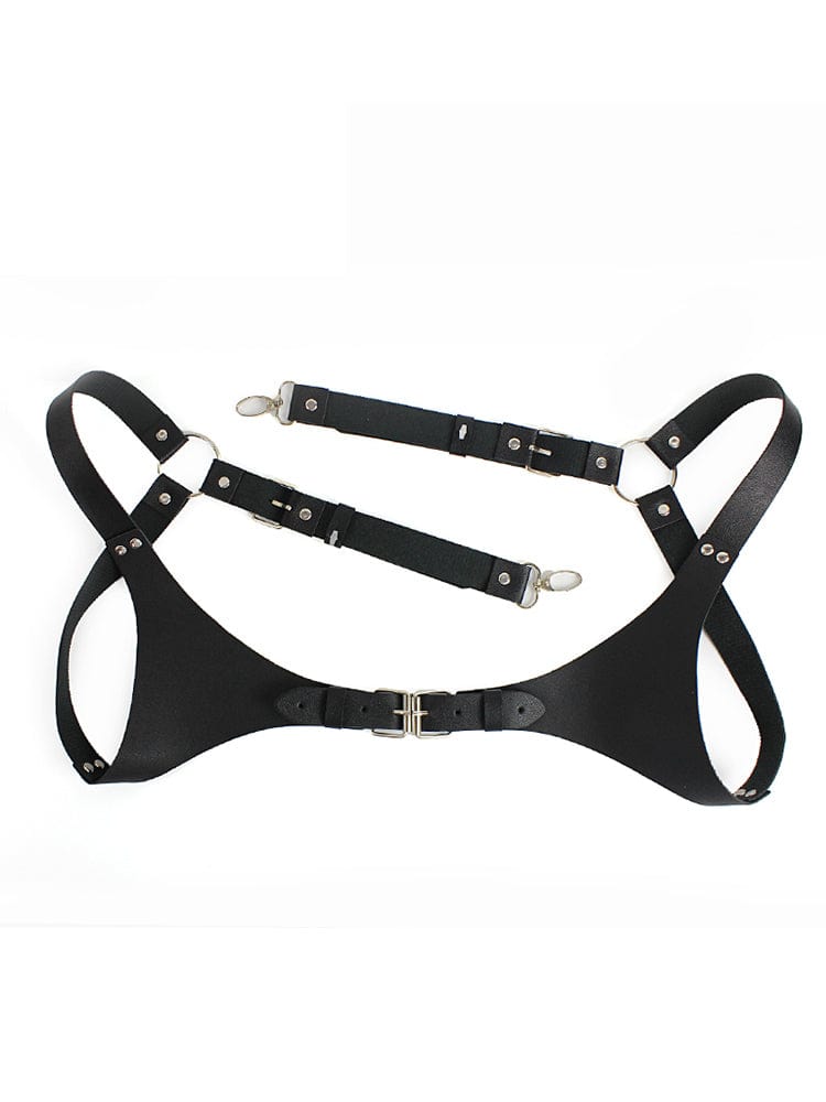 menaful Black / Harness Trendy motorcycle style PU leather strap