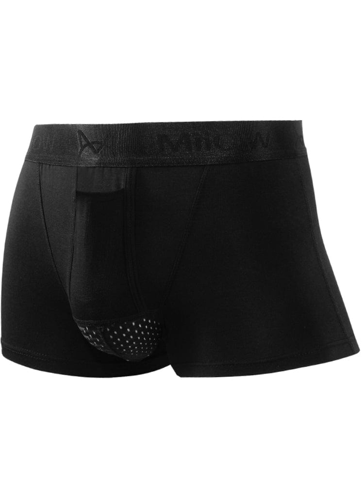 menaful Black / L Men's Capsule Mesh Midriff Dual Pouch Trunks