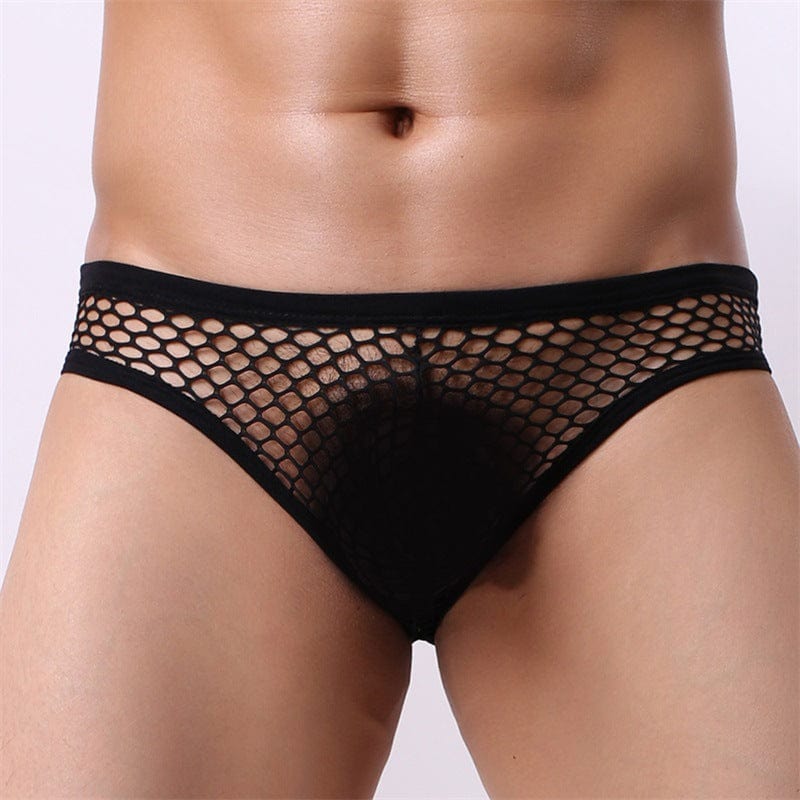 Menaful™ black / M(70-84cm) Men's Low-Rise Sheer Large Mesh Breathable Briefs