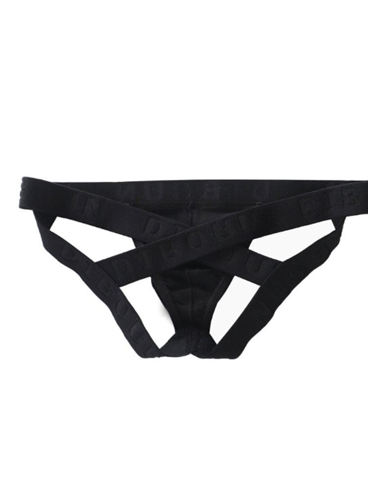 menaful Black / M Cotton U Bulge Pouch Double Jockstrap