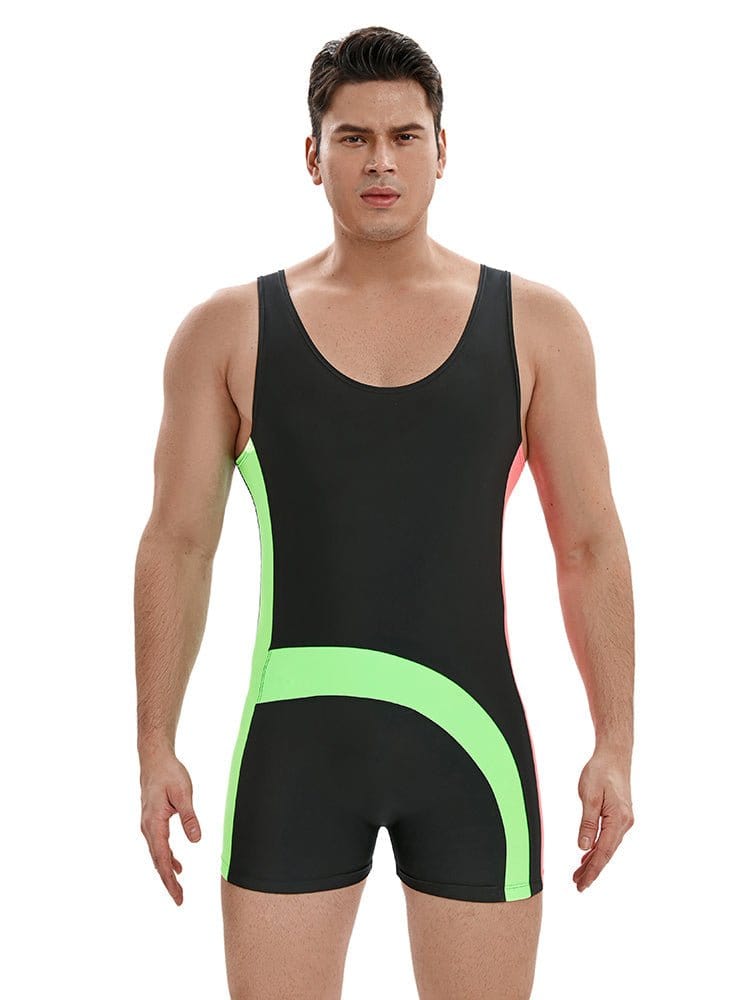 menaful Black / M Fitness Wrestling Leotard Singlet Bodysuit-Black