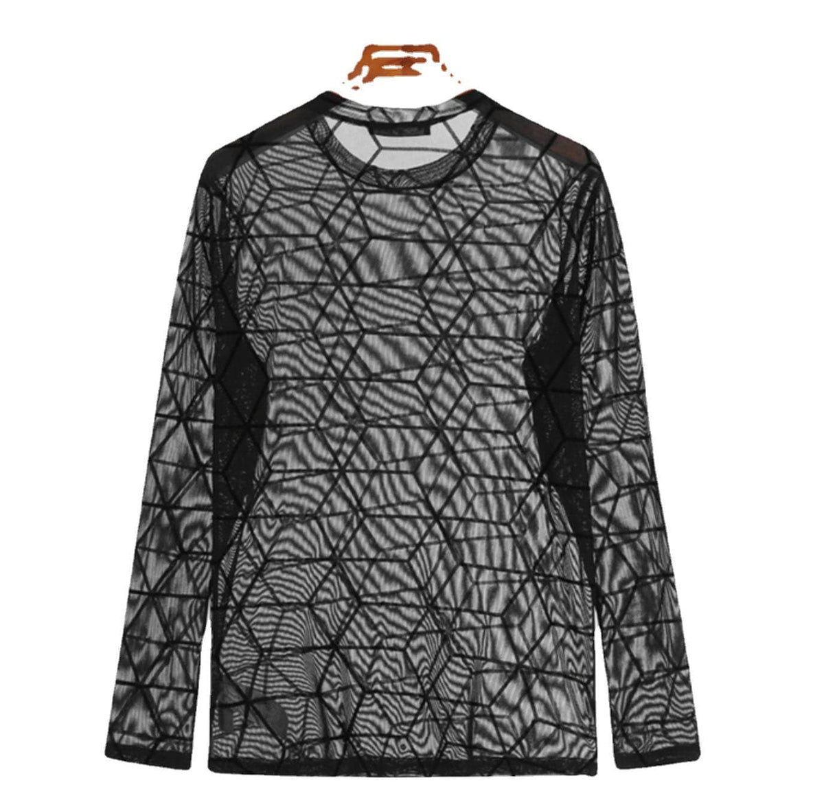 Menaful™ black / M Men's Black Mesh-printed Stretchy Long-sleeved T-shirt