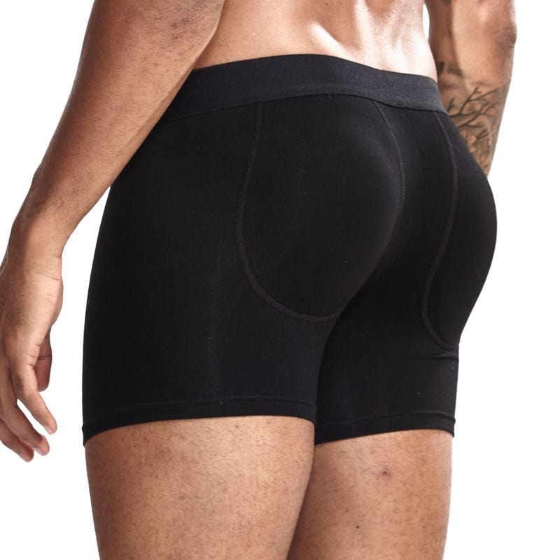 Menaful™ black / M Men's Cotton Butt-Lifting Boxer Brief (Removable Hip Padding)