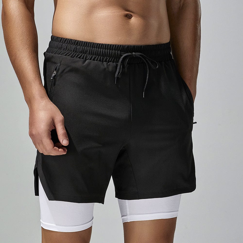 Menaful™ black / M Men's Double-Layer Quick-Dry Fitness Shorts