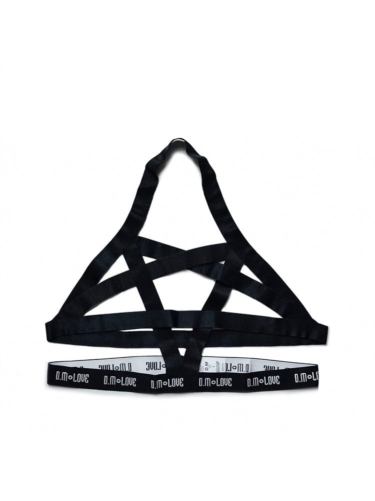 menaful Black / M Men's Fashion Letters Hollow Harness