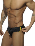 menaful Black / M Men's Fashion Side Zip Swim Briefs