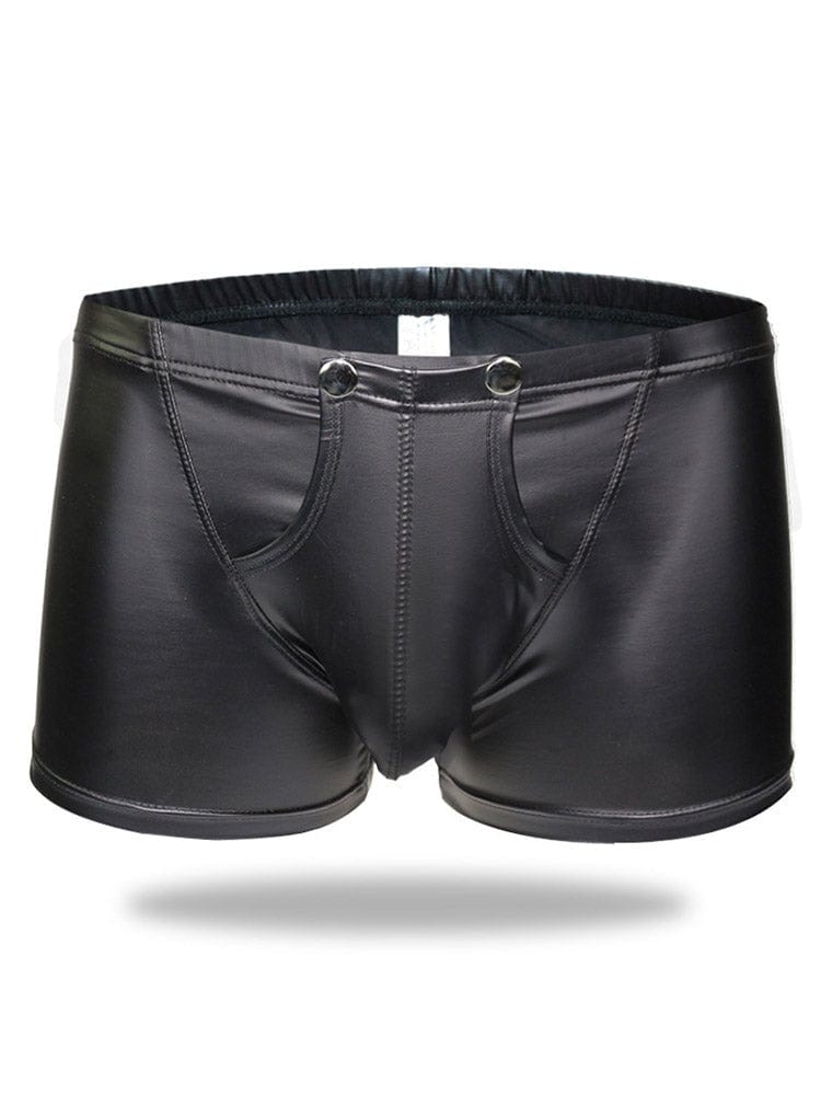 menaful Black / M Men's Leather Detachable Boxers