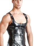 menaful Black / M Men's Leather Jumpsuit