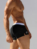 menaful Black / M Men's Low Waist Nylon Drawstring Swim Trunks