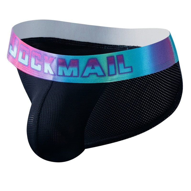 Menaful™ black / M Men's Mesh Breathable Low-Rise Briefs with Rainbow Waistband