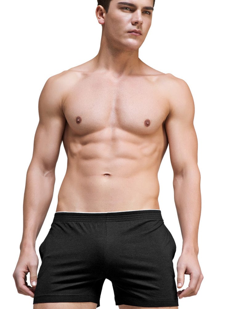 menaful Black / M Men's Modal Solid Colour Home Shorts