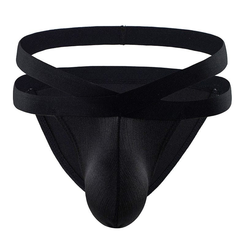 Menaful™ black / M Men's Nylon Elastic Bulge-Enhancing Solid Color Briefs