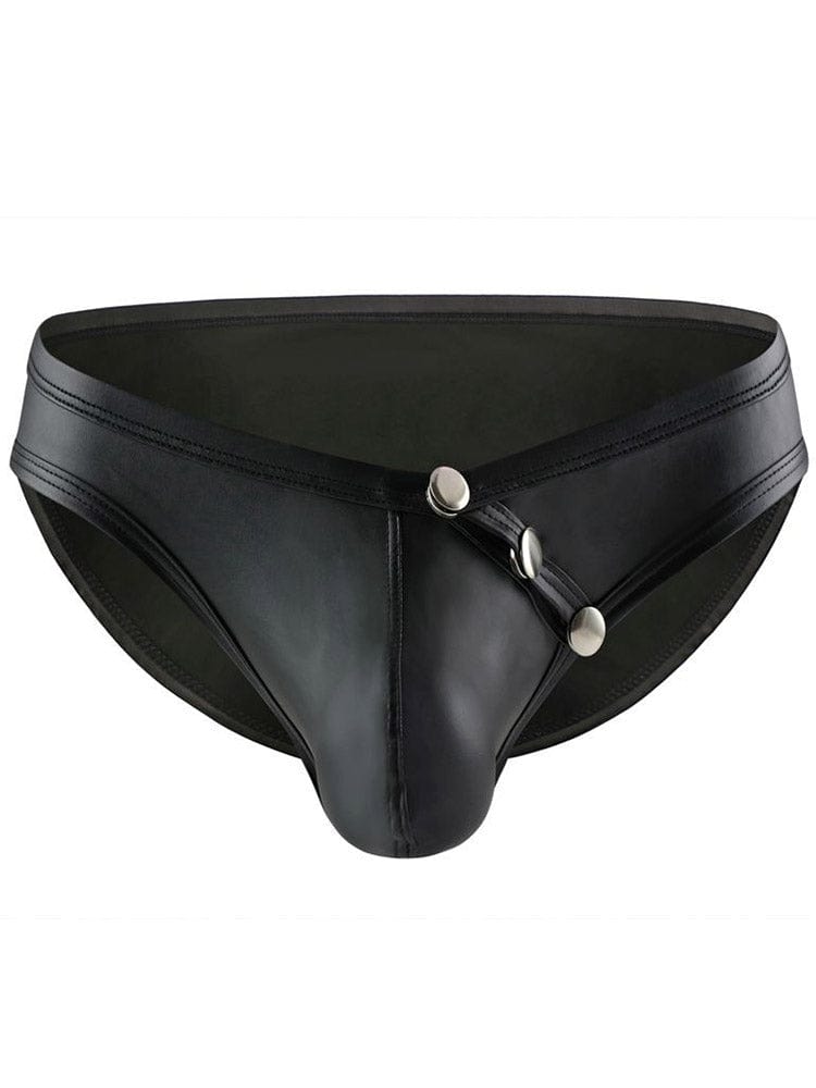 menaful Black / M Men's Sexy Patent Leather Briefs