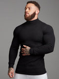 menaful Black / M Men's Sports Casual Slim Long-sleeved T-shirt