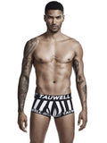 menaful Black / M Men's Striped Mid-Low Waist Cotton Boxer Briefs