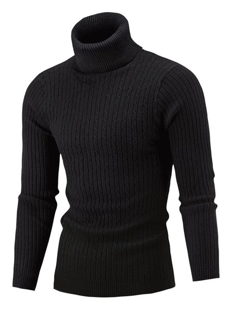 menaful Black / M Men's Turtleneck Bottoming Sweater