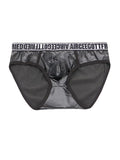 menaful Black / M Polyester Sexy U Convex Low Waist Faux Leather Briefs