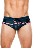 menaful Black / M Printed Flamingo Beach Swim Briefs