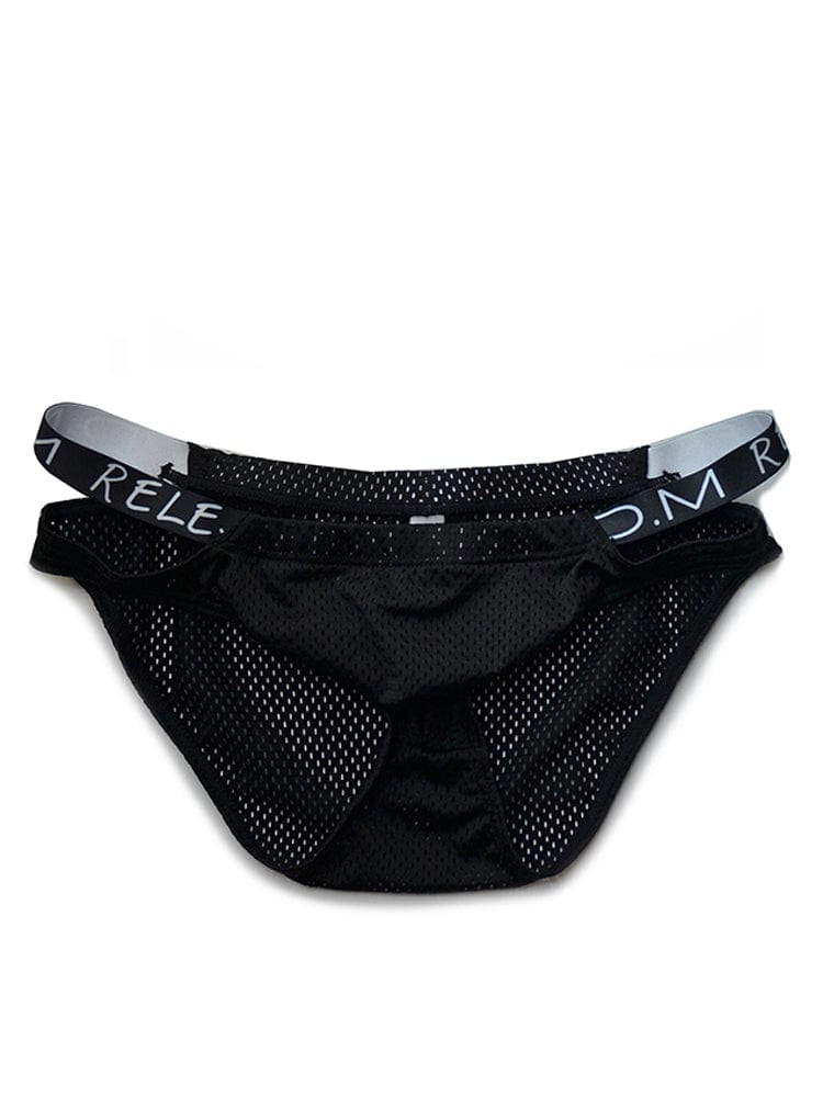 menaful Black / M Quick Dry Low Waist Solid Alphabet Briefs