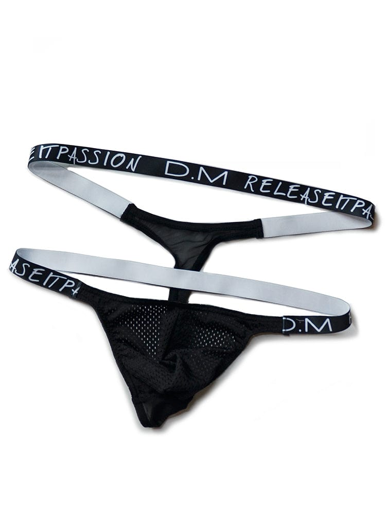 menaful Black / M Sexy Mesh Temptation Monogram Thong