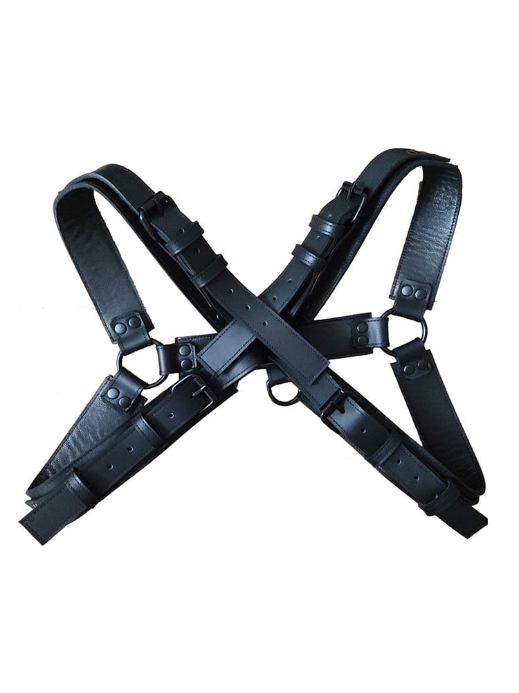 menaful Black / M Sexy Tough Guy Genuine Leather Bulldog Harness