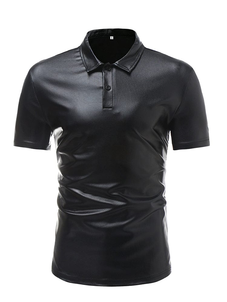 menaful Black / M Solid Color Lapel Bottoming T-shirt