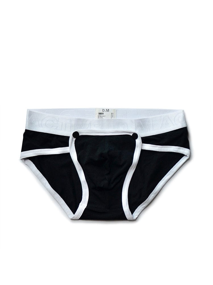 menaful Black / M Sports Button Cotton Briefs