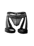 menaful Black Men's Lace Thongs