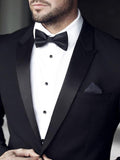 menaful Black Men's Solid Color Black Bow Tie