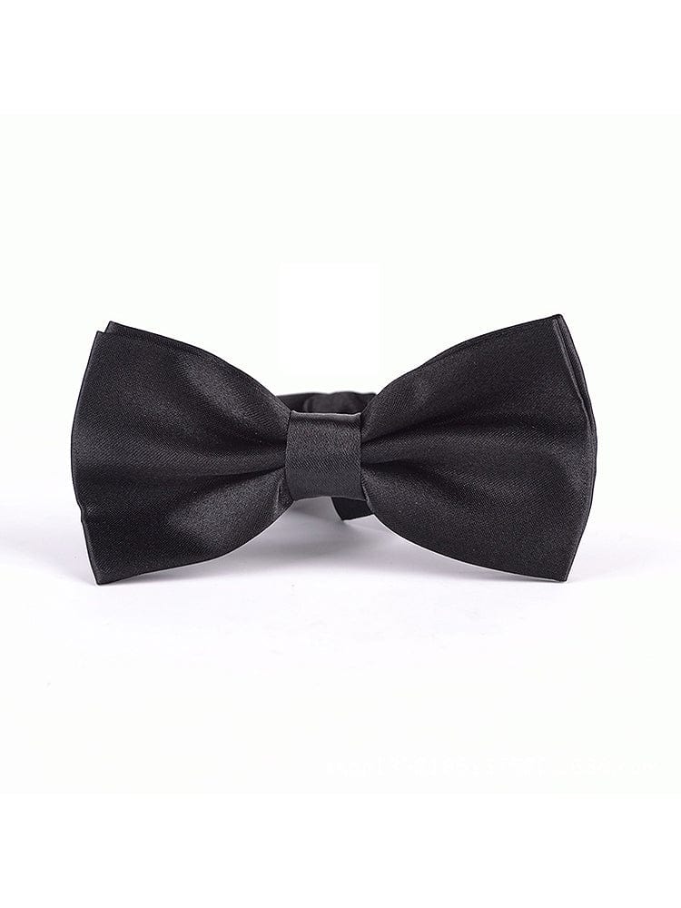 menaful Black Men's Solid Color Black Bow Tie