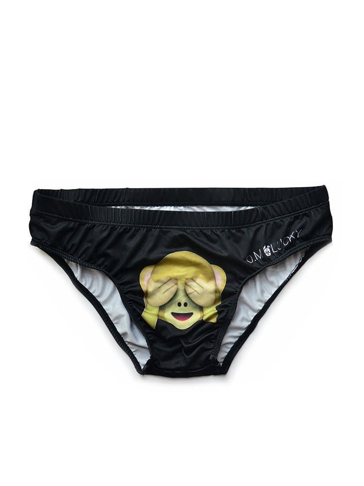 menaful Black Monkey / M Kitten White Cartoon Briefs