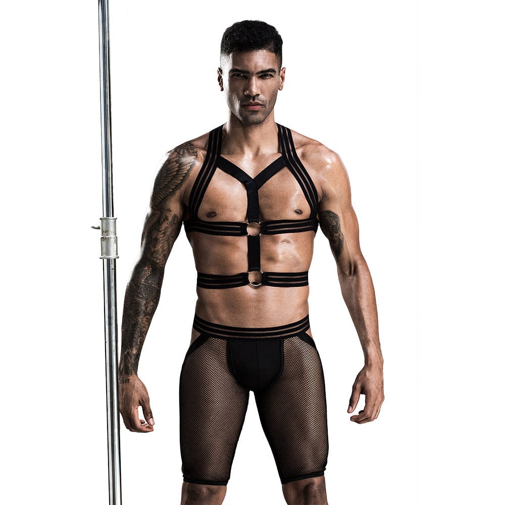 Menaful™ black Muscular Man's Sexy Bondage With Shorts