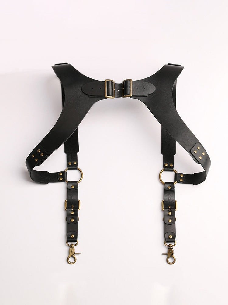 menaful Black / One Size Genuine Leather Vintage Cowhide Holster Side Clip Hook With Strap Clip