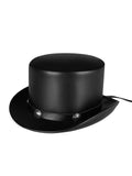 menaful Black / One Size Industrial Retro Pu Leather Round Top Neutral Party Hat