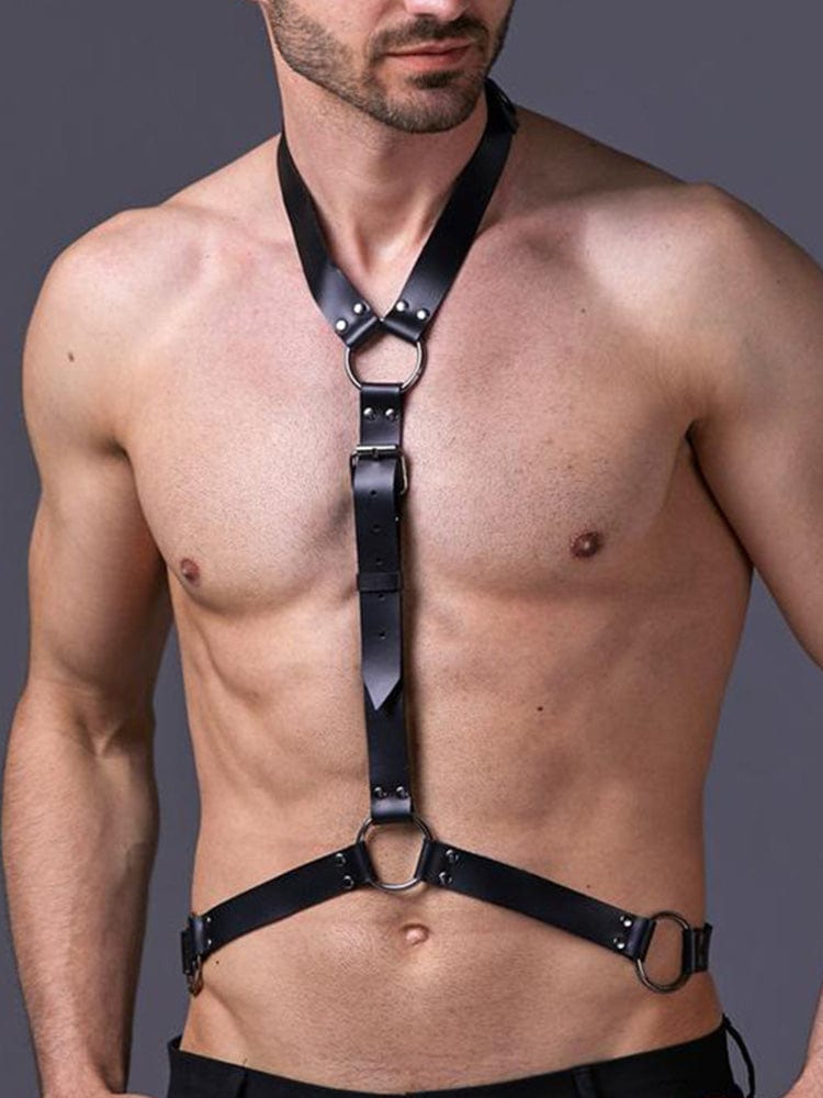 menaful Black / One Size Men's Adjustable Flirt Restraint Harness - Black