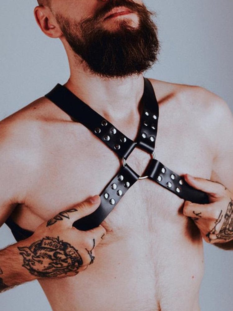 menaful Black / One Size Men's Belt Body Restraint Straps Leather Harness