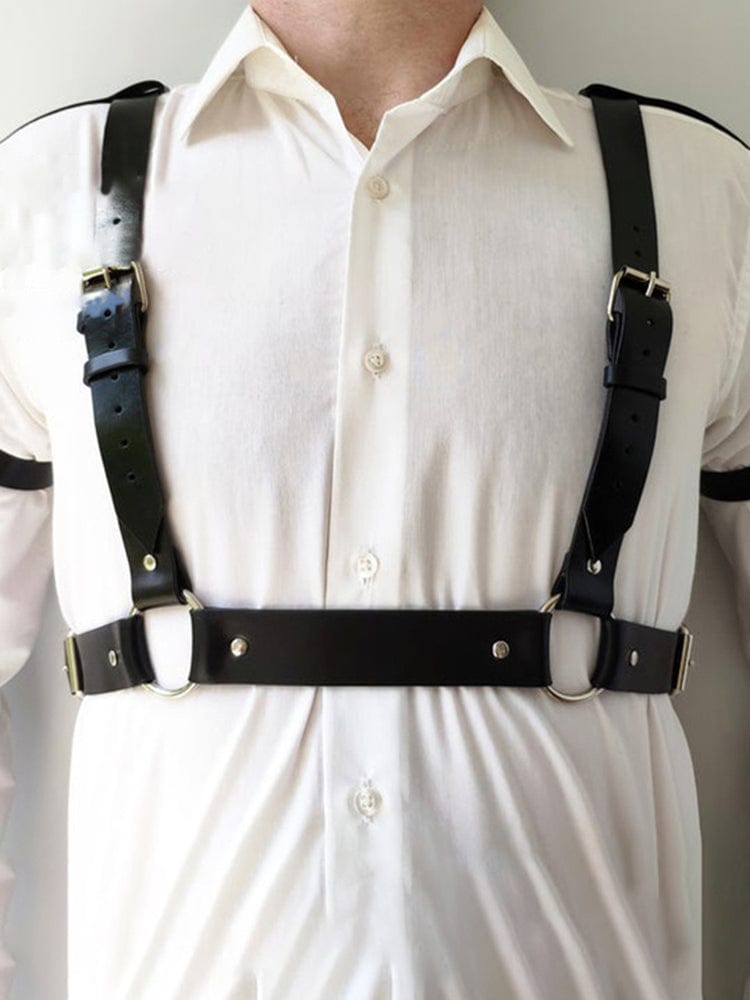 menaful Black / One Size Men's Bondage Chest Harness - Black