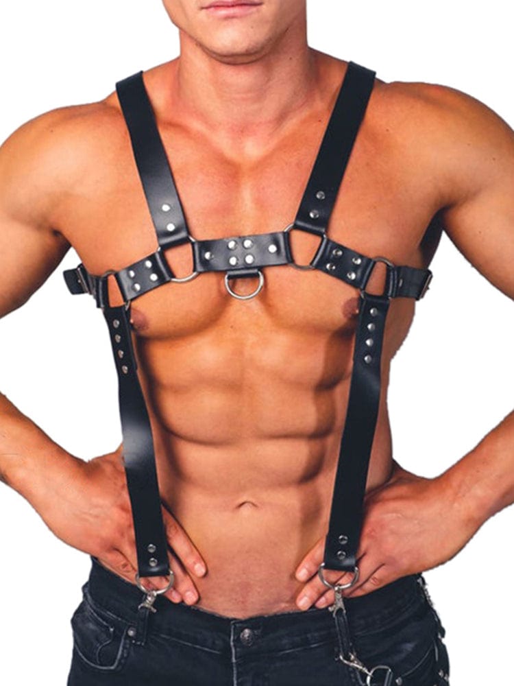 menaful Black / One Size Men's Erotic Bondage Leather Harness Strap - Black