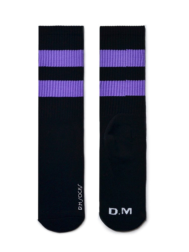 menaful Black / One Size Men's Fashion Terry Striped Mid Tube Socks