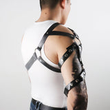 menaful Black / One Size Men's Leather Bondage Belt Harness