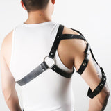 menaful Black / One Size Men's Leather Bondage Belt Harness